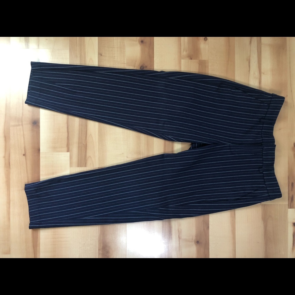 Navy blue pinstriped business casual pants